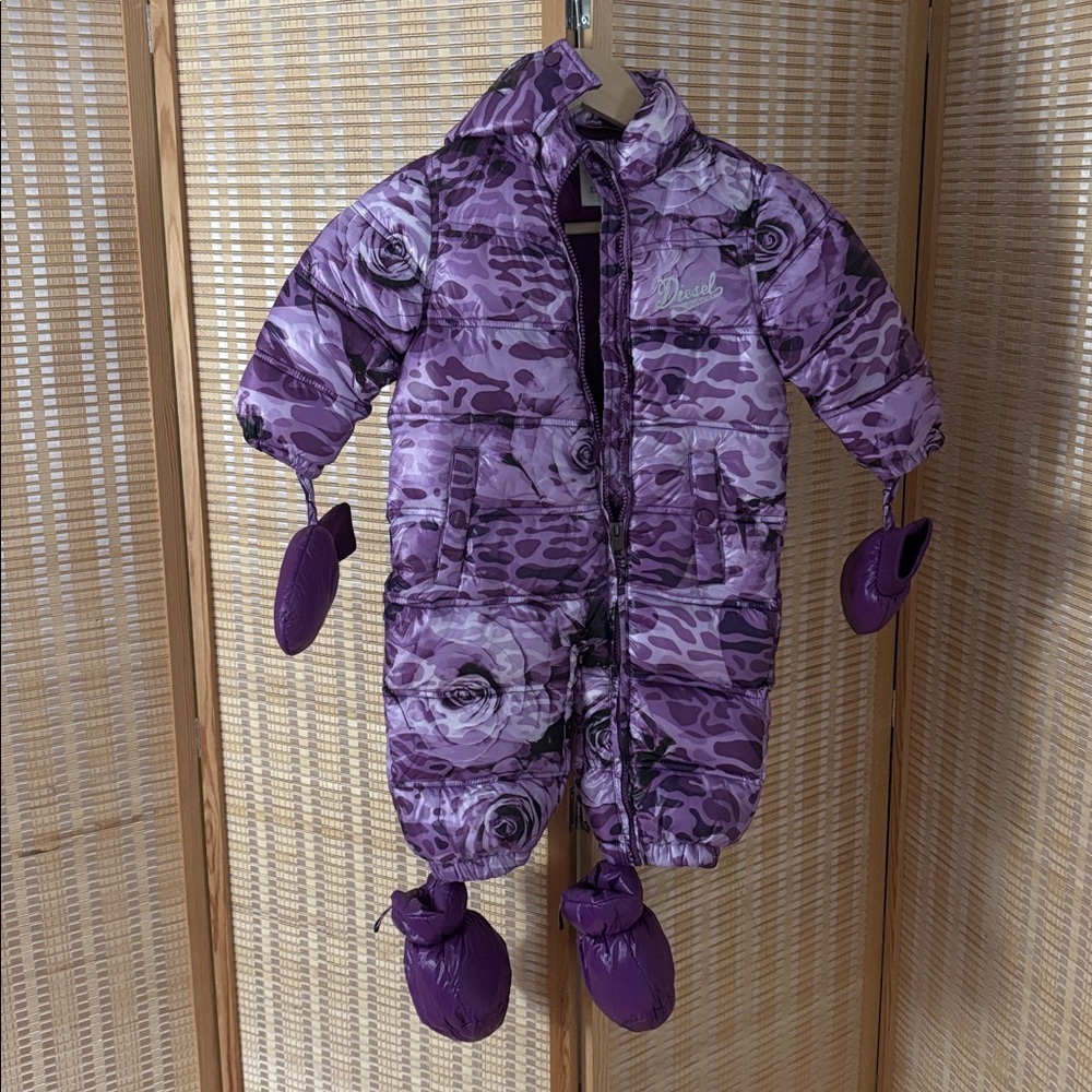 Diesel Puffer Purple Camouflage Kids One Piece Snowsuit
